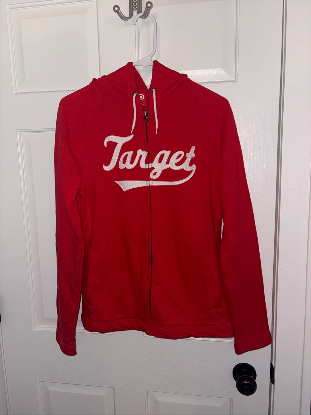Target Red Hoodie with White Drawstrings and Logo